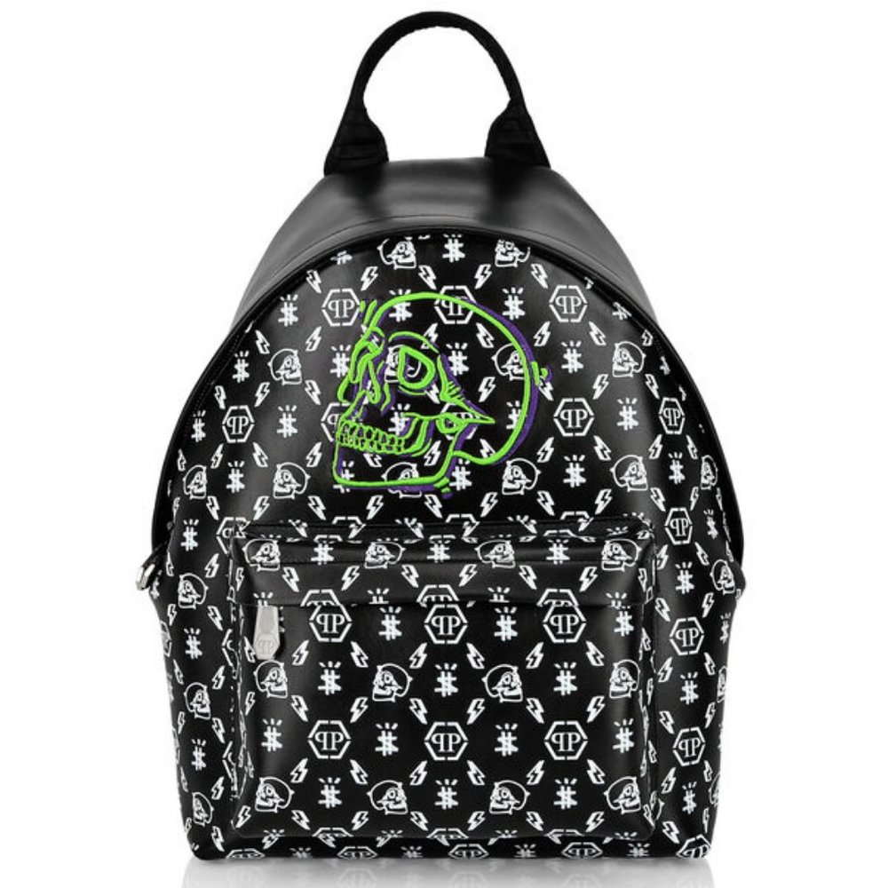 PHILIPP PLEIN ORIGINAL MENS MONOGRAM BACKPACK BLACK....LIKE NEW